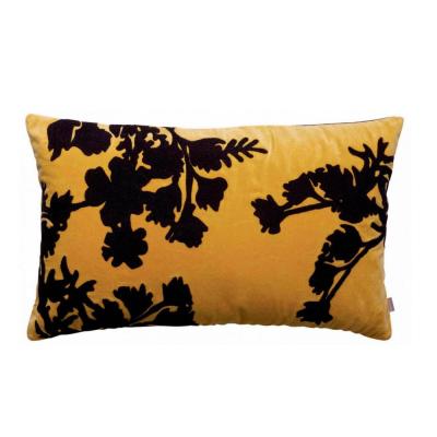 Cuscino in velluto giallo con fiori neri Pengo Casa